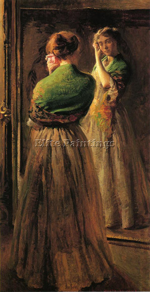 JOSEPH R. DECAMP GIRL WITH A GREEN SHAWL ARTIST PAINTING REPRODUCTION HANDMADE