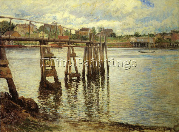 JOSEPH R. DECAMP JETTY AT LOW TIDE AKA THE WATER PIER ARTIST PAINTING HANDMADE