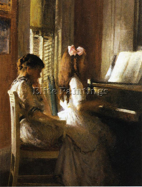JOSEPH R. DECAMP THE MUSIC LESSON ARTIST PAINTING REPRODUCTION HANDMADE OIL DECO