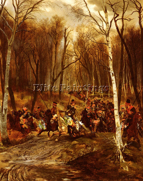 JEAN BAPTISTE EDOUARD DETAILLE COSSACKS ATTACKED BY THE ROYAL GUARD PAINTING OIL