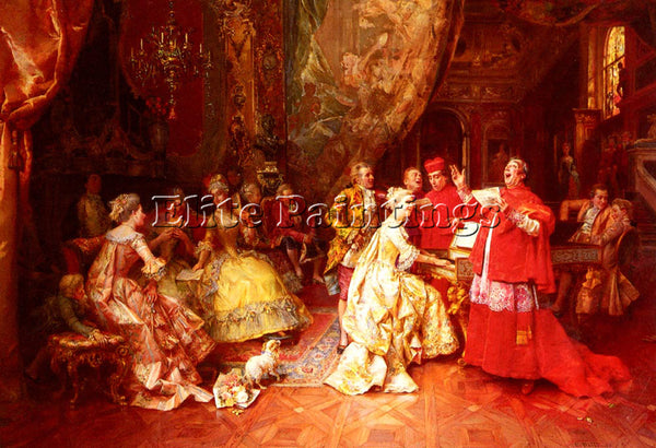 CESARE-AUGUSTE DETTI THE GALA RECITAL ARTIST PAINTING REPRODUCTION HANDMADE OIL