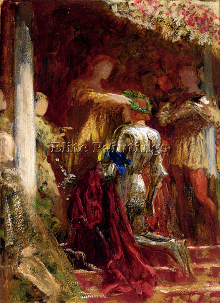 FRANK DICKSEE BERNARD VICTORY KNIGHT BEING CROWNED WITH LAUREL WREATH ARTIST OIL