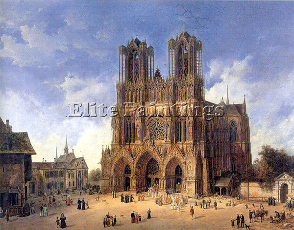 DOMENICO QUAGLIO THE CATHEDRAL OF REIMS ARTIST PAINTING REPRODUCTION HANDMADE