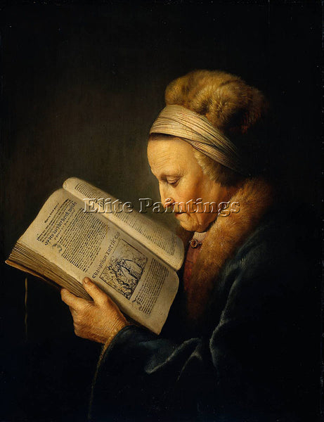 GERRIT DOU OLD WOMAN READING A LECTIONARY ARTIST PAINTING REPRODUCTION HANDMADE