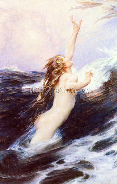 HERBERT JAMES DRAPER FLYING FISH ARTIST PAINTING REPRODUCTION HANDMADE OIL REPRO
