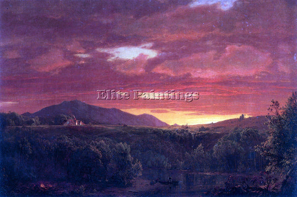 HUDSON RIVER DUSK SUNSET BY FREDERICK EDWIN CHURCH ARTIST PAINTING REPRODUCTION
