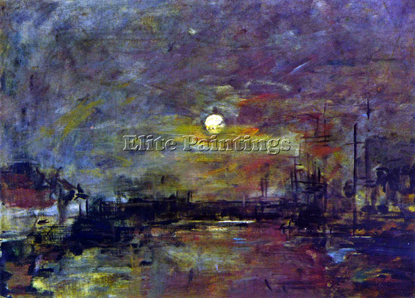 BOUDIN DUSK ON THE PORT OF LE HAVRE BY BOUDIN ARTIST PAINTING REPRODUCTION OIL