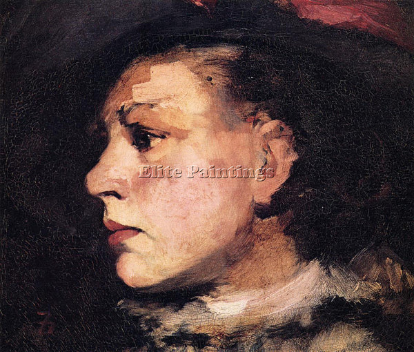 FRANK DUVENECK PROFILE OF GIRL WITH HAT ARTIST PAINTING REPRODUCTION HANDMADE
