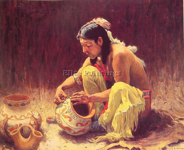 EANGER IRVING COUSE POTTERY DECORATOR ARTIST PAINTING REPRODUCTION HANDMADE OIL