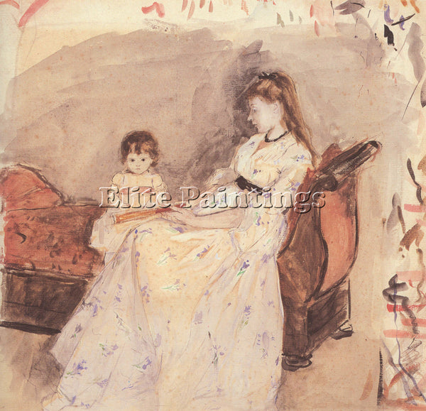 MORISOT EDMA THE SISTER OF THE ARTIST WITH HER DAUGHTER ARTIST PAINTING HANDMADE