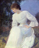 EDMUND CHARLES TARBELL PORTRAIT OF A WOMAN IN WHITE ATN ARTIST PAINTING HANDMADE