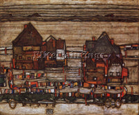 EGON SCHIELE HOUSES WITH LAUNDRY LINES AND SUBURBAN ARTIST PAINTING REPRODUCTION