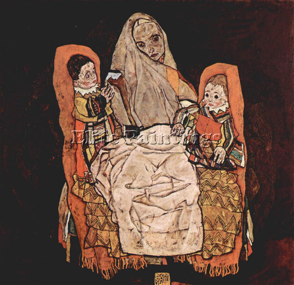 EGON SCHIELE PARENT WITH TWO CHILDREN THE MOTHER  ARTIST PAINTING REPRODUCTION
