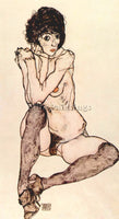 EGON SCHIELE SITTING FEMALE NUDE ARTIST PAINTING REPRODUCTION HANDMADE OIL REPRO