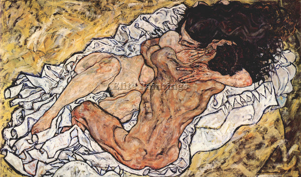 EGON SCHIELE THE EMBRACE ARTIST PAINTING REPRODUCTION HANDMADE CANVAS REPRO WALL