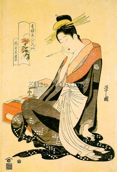 JAPANESE EISHI CHOBUNSAI JAPANESE 1756 1829 2 ARTIST PAINTING REPRODUCTION OIL