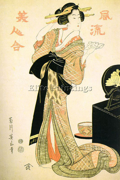 JAPANESE EIZAN KIKUKAWA JAPANESE 1787 1867 1 ARTIST PAINTING HANDMADE OIL CANVAS
