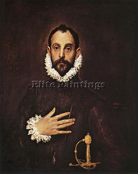 EL GRECO THE KNIGHT WITH HIS HAND ON HIS BREAST 1577 84 ARTIST PAINTING HANDMADE