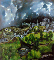 EL GRECO VIEW OF TOLEDO ARTIST PAINTING REPRODUCTION HANDMADE CANVAS REPRO WALL