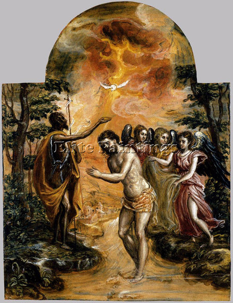 GREEK EL GRECO BAPTISM OF CHRIST 1568 ARTIST PAINTING REPRODUCTION HANDMADE OIL