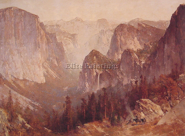 THOMAS HILL ENCAMPMENT SURROUNDED BY MOUNTAINS ARTIST PAINTING REPRODUCTION OIL