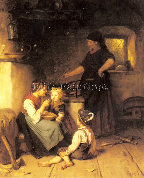 GERMAN EPP RUDOLF FEEDING THE BABY ARTIST PAINTING REPRODUCTION HANDMADE OIL ART