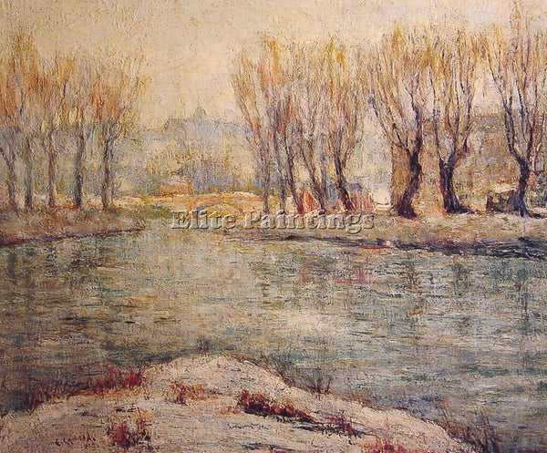 ERNEST LAWSON END OF WINTER THE BOATHOUSE ON THE HARLEM RIVER NEW YORK PAINTING