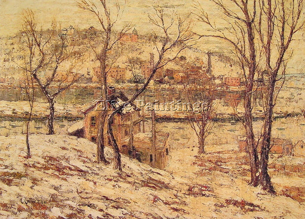 ERNEST LAWSON WINTER ON THE HARLEM RIVER ARTIST PAINTING REPRODUCTION HANDMADE