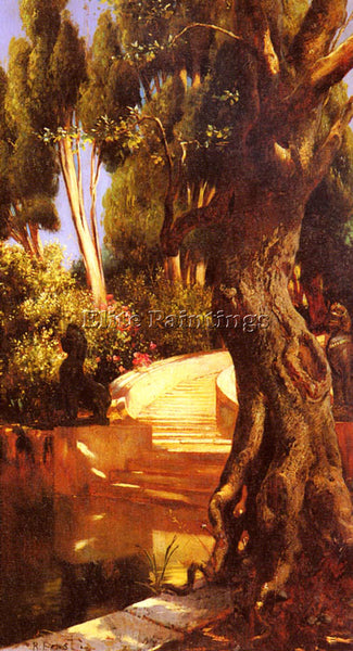RUDOLF ERNST THE STAIRCASE UNDER THE TREES ARTIST PAINTING REPRODUCTION HANDMADE
