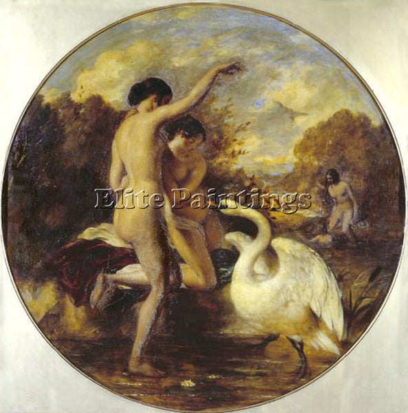 WILLIAM ETTY FEMALE BATHERS SURPRISED BY A SWAN ARTIST PAINTING REPRODUCTION OIL