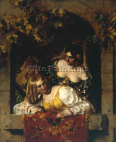 WILLIAM ETTY WINDOW IN VENICE DURING A FESTA ARTIST PAINTING HANDMADE OIL CANVAS