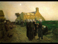 JULES BRETON EVENING IN THE HAMLET OF FINISTERE ARTIST PAINTING REPRODUCTION OIL