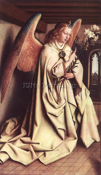 JAN VAN EYCK THE GHENT ALTARPIECE ANGEL OF THE ANNUNCIATION ARTIST PAINTING OIL