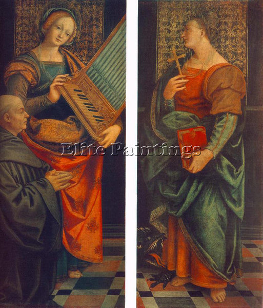 GAUDENZIO FERRARI ST CECILE WITH THE DONATOR AND ST MARGUERITE PAINTING HANDMADE