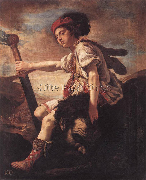 DOMENICO FETI DAVID WITH THE HEAD OF GOLIATH ARTIST PAINTING HANDMADE OIL CANVAS