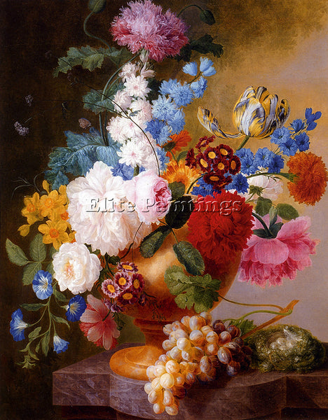 FAES PIETER STILL LIFE TULIPS ROSES PEONIES NARCISSUS OTHER FLOWERS IN URN REPRO