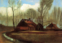 VAN GOGH FARMHOUSES AMONG TREES ARTIST PAINTING REPRODUCTION HANDMADE OIL CANVAS