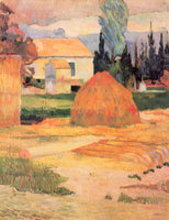 GAUGUIN FARMHOUSES IN ARLES ARTIST PAINTING REPRODUCTION HANDMADE OIL CANVAS ART