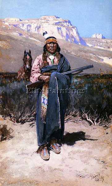 HENRY FARNY INDIAN BRAVE ARTIST PAINTING REPRODUCTION HANDMADE CANVAS REPRO WALL