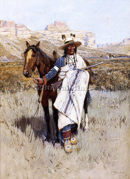 HENRY FARNY INDIAN SCOUT ARTIST PAINTING REPRODUCTION HANDMADE CANVAS REPRO WALL