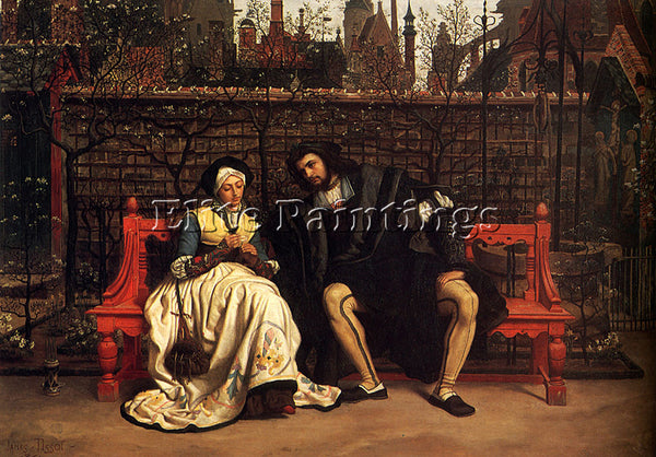 JAMES JACQUES-JOSEPH TISSOT FAUST AND MARGUERITE IN THE GARDEN PAINTING HANDMADE