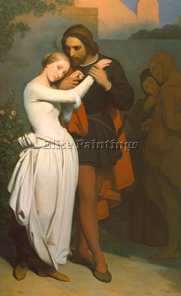 ARY SCHEFFER FAUST AND MARGUERITE IN THE GARDEN ARTIST PAINTING REPRODUCTION OIL