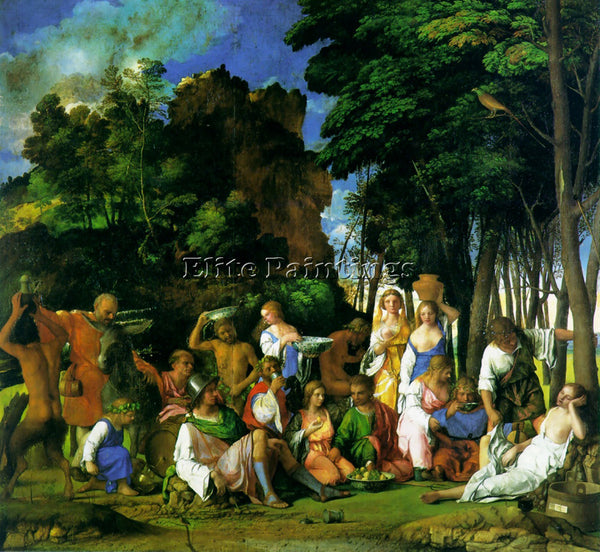 TITIAN FEAST OF THE GODS ARTIST PAINTING REPRODUCTION HANDMADE CANVAS REPRO WALL