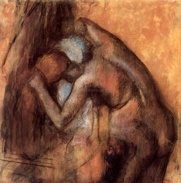DEGAS FEMALE ACT WITH HAIR DRYING ARTIST PAINTING REPRODUCTION HANDMADE OIL DECO