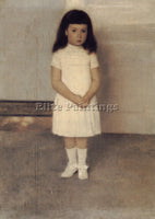 FERNAND KHNOPFF A PORTRAIT OF A STANDING GIRL IN WHITE ARTIST PAINTING HANDMADE