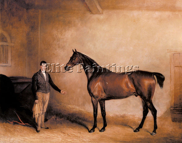JOHN FERNELEY E MR C N HOGGS CLAXTON AND A GROOM IN A STABLE ARTIST PAINTING OIL