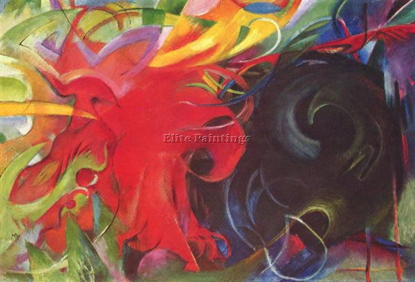 FRANZ MARC FIGHTING FORMS ARTIST PAINTING REPRODUCTION HANDMADE OIL CANVAS REPRO