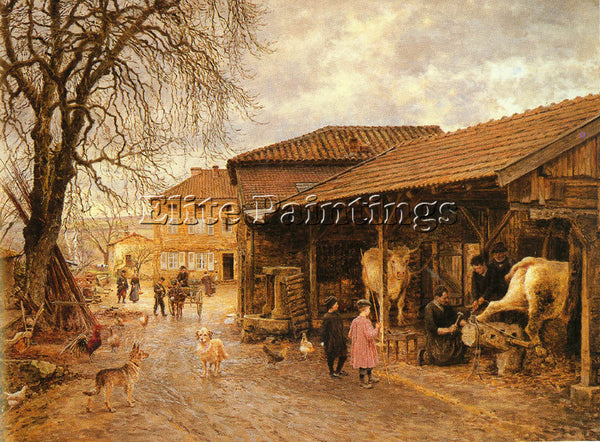 FIRMIN GIRARD MARIE FRANCOIS FRENCH 1838 1921 LE FEURAGE DES BOEUFS PAINTING OIL