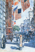 HASSAM FLAGS FIFTH AVENUE ARTIST PAINTING REPRODUCTION HANDMADE OIL CANVAS REPRO
