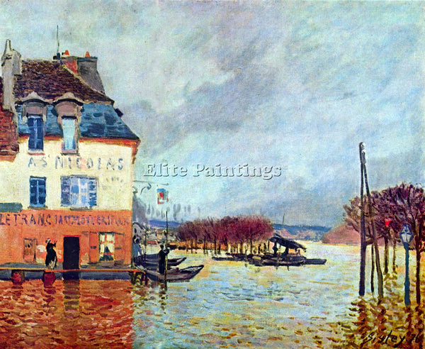 ALFRED SISLEY FLOOD AT PORT MANLY ARTIST PAINTING REPRODUCTION HANDMADE OIL DECO